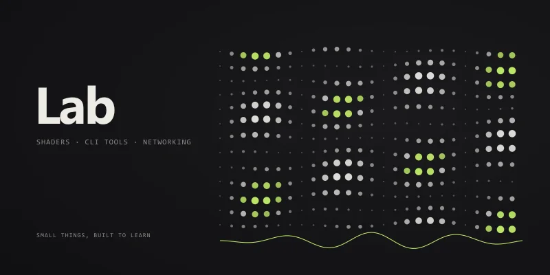 A generative field of dots with a few highlighted clusters and a thin wave.